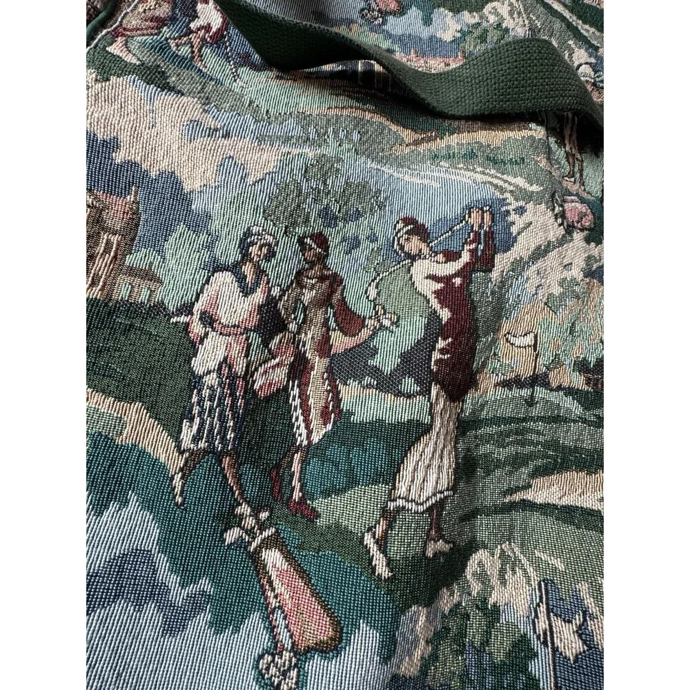 Vintage Gloria Rae Tapestry Garment Bag Made In USA‎ Golf Scene Luggage Carrier